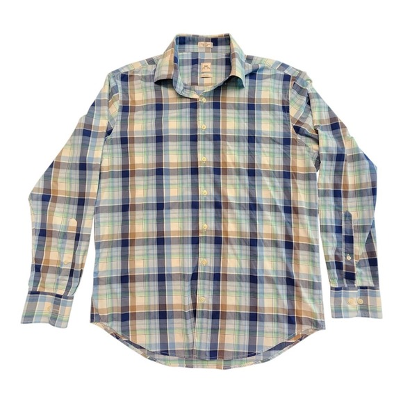 Peter Millar Crown Sport Plaid Button Up Long‎ Sleeve Shirt - Large - Picture 1 of 8